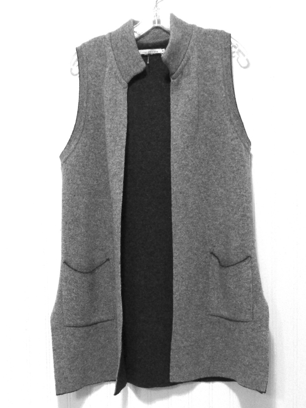 Open Front Wool-Blend Cardigan Vest, Size M